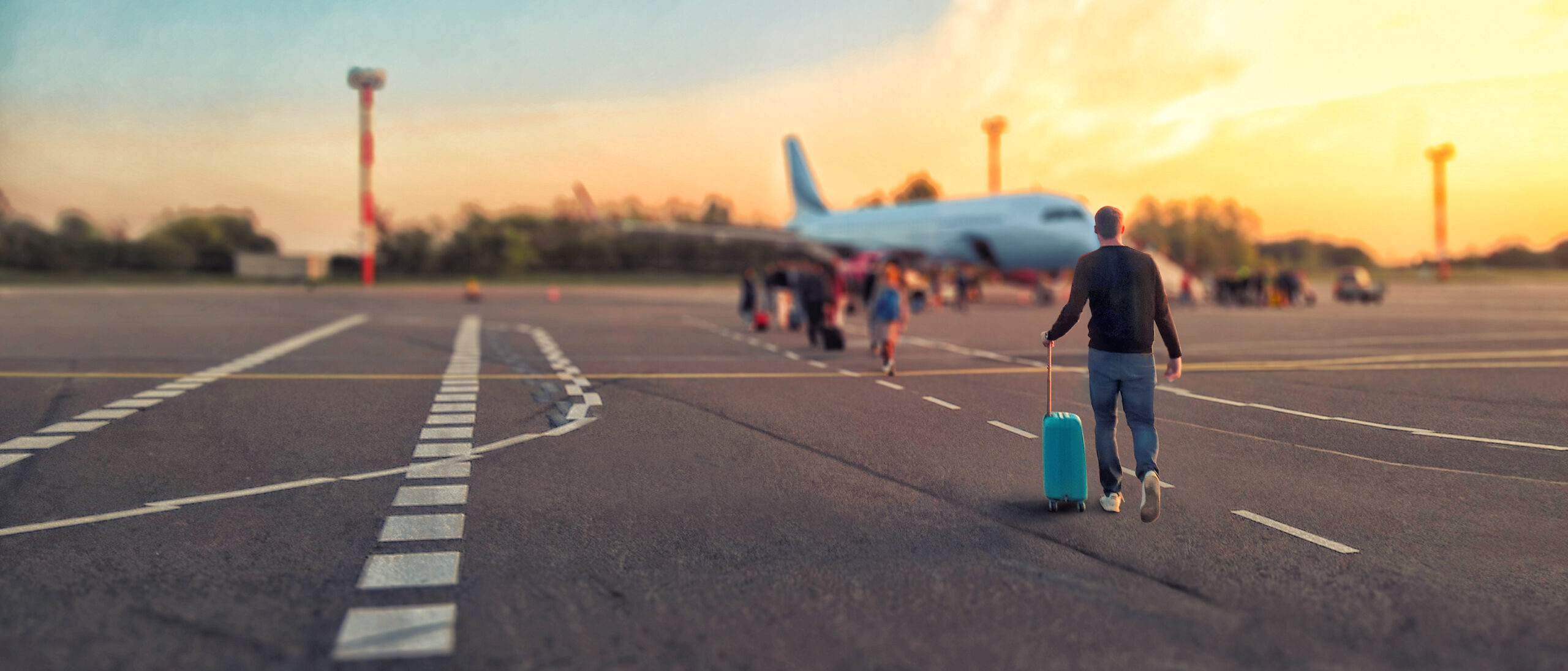 Man,Tourist,Passager,Getting,In,To,Airplane,At,Airport,,Walking